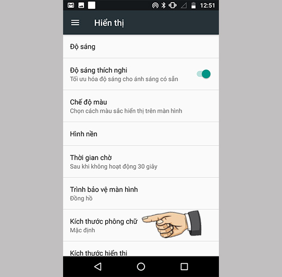Điều chỉnh kích thước phông